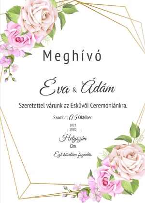 Rózsaszál esküvői meghívó